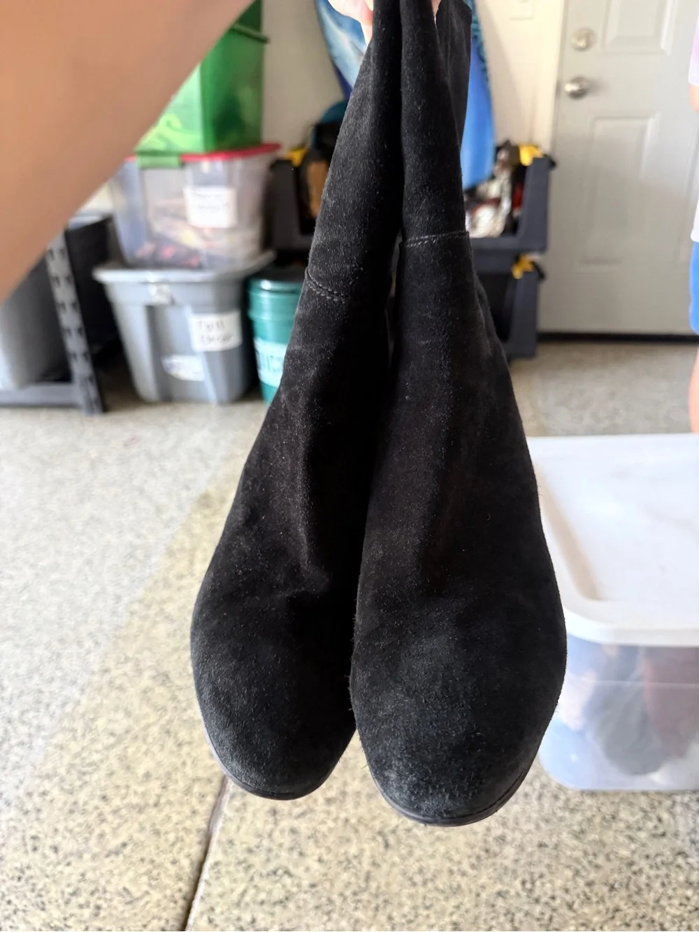 Aquatila black Suede Italian Leather Bootie Heeled Boots 10.5